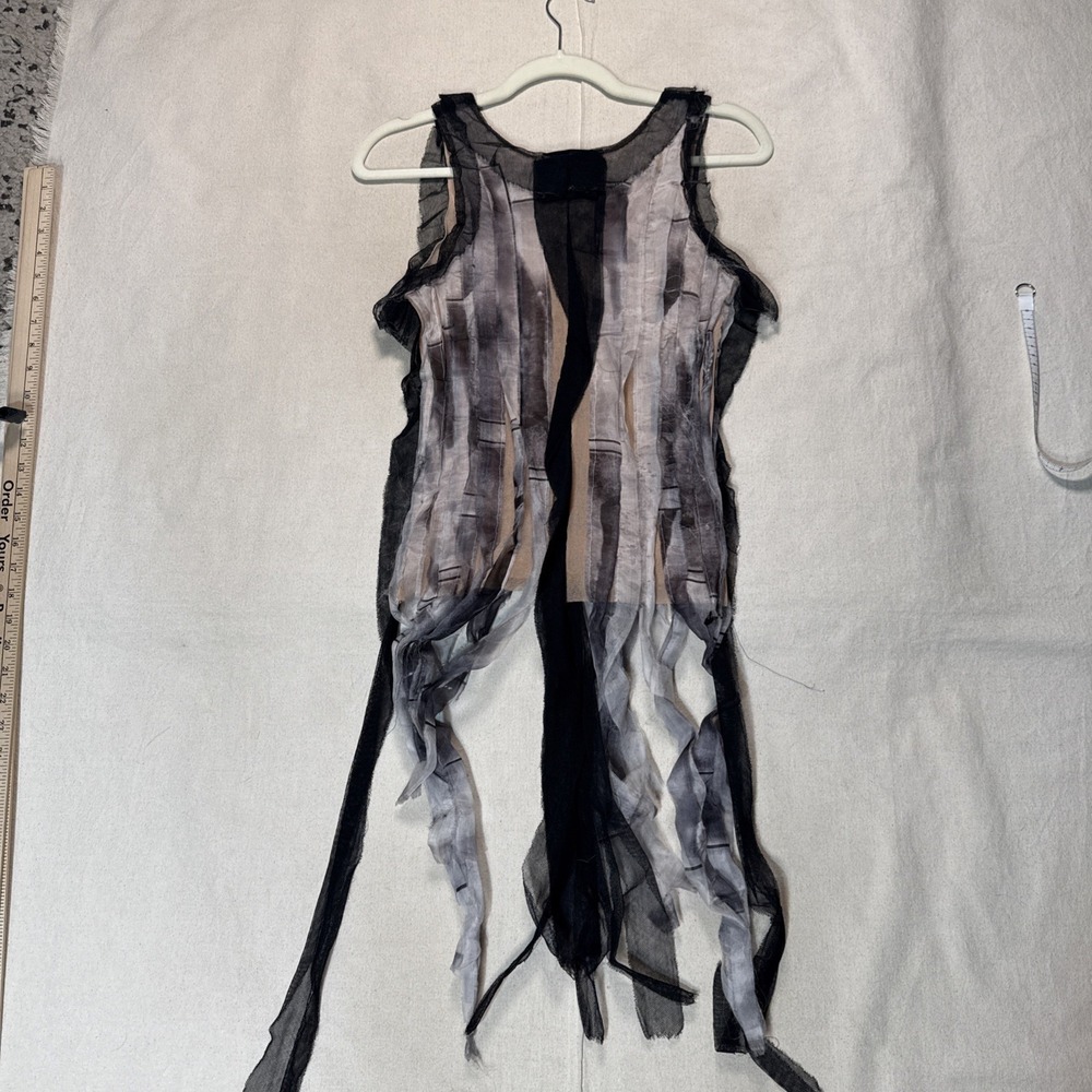 Jean Paul Gaultier Black and Gray Sheer Ribbon Tank Top - Picture 9 of 12